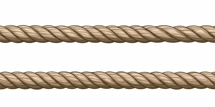 Minimalist vector illustration of a straight rope with realistic twisted fiber texture