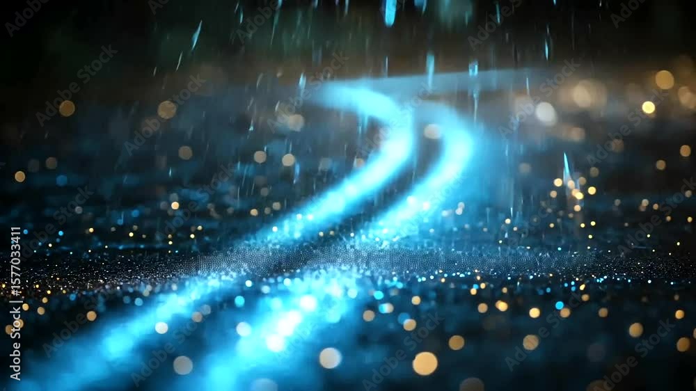 Poster abstract road with glowing bokeh lights creating a dreamy visual journey effect