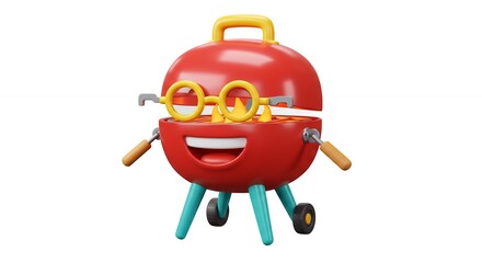 Obraz premium Cartoon grill character with glasses