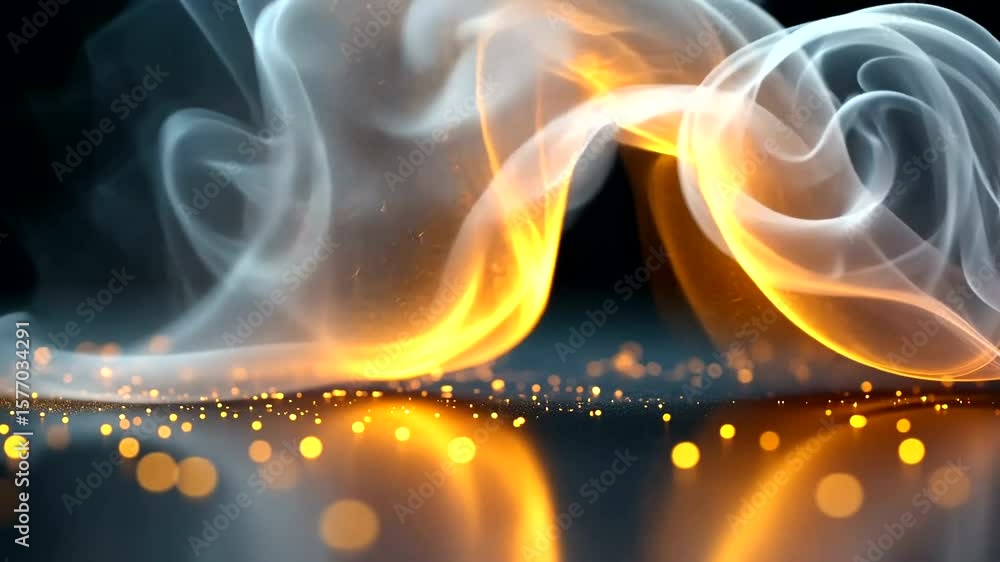 Aufkleber abstract smoke and fire animation loop with glowing particles and reflective surface
