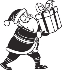 Cartoon vector illustration of a funny Santa Claus character with gifts, perfect for Christmas winter fun