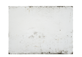 Grungy, distressed white wall, highly textured with visible stains, fine scratches, and dark smudges, isolated on a transparent background with flat studio lighting, ample copy space for design