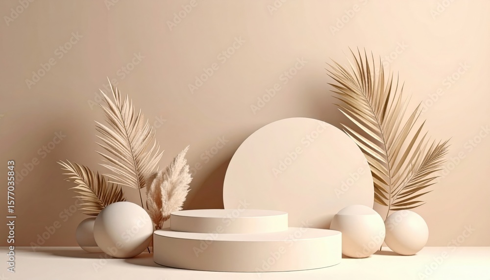 Poster minimalist decorative display with natural elements in a studio environment soft lighting aesthetic 