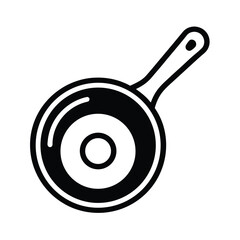 Frying Pan With Egg Outline Vector Illustration