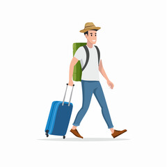 backpacker walking with suitcase