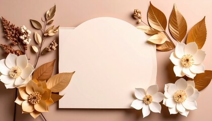Elegant floral arrangement with blank template home decor paper art soft color palette aesthetic design decorative viewpoint