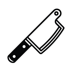 Meat Cleaver Outline Vector Illustration