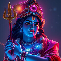 Fototapeta premium El Señor Krishna Hermoso en la Noche Iluminada