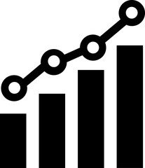 Growing Graph icon.A dynamic illustration featuring a rising chart with arrow, business bar sign, and progress bar symbol, representing success and profit growth. Ideal for apps, websites.