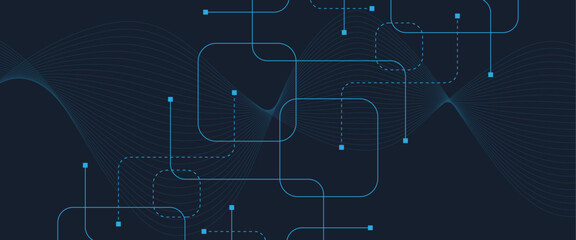 Abstract digital AI circuit board background with tech icons. Digital technology motherboard texture design. Engineering circuit board concept for poster, header, banner, website, presentation