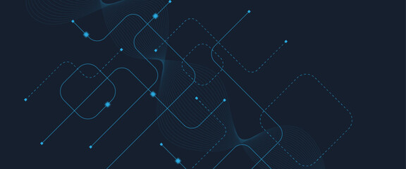 Abstract digital AI circuit board background with tech icons. Digital technology motherboard texture design. Engineering circuit board concept for poster, header, banner, website, presentation