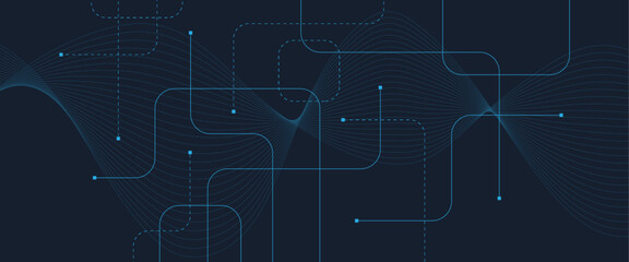 Obraz premium Abstract digital AI circuit board background with tech icons. Digital technology motherboard texture design. Engineering circuit board concept for poster, header, banner, website, presentation
