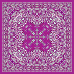 Luxury Magenta Paisley Bandana &ndash; Bold Scarf Pattern, Ornamental Vintage Textile Print for Fashion Accessories