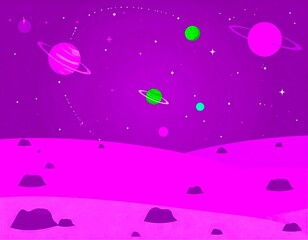 火星から見た宇宙の背景イラスト