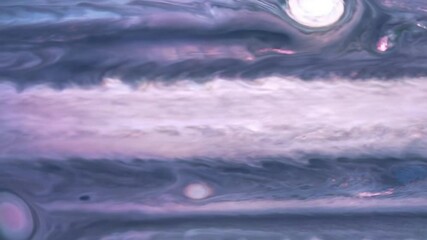 Jupiter's swirling atmosphere captured in infrared light revealing colorful storm patterns. - Powered by Adobe