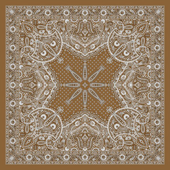 Rich Brown Paisley Bandana Design &ndash; Premium Ornamental Scarf Pattern, Luxury Vintage Textile Background