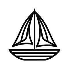 Sailboat Outlined Icon Vector Illustration
