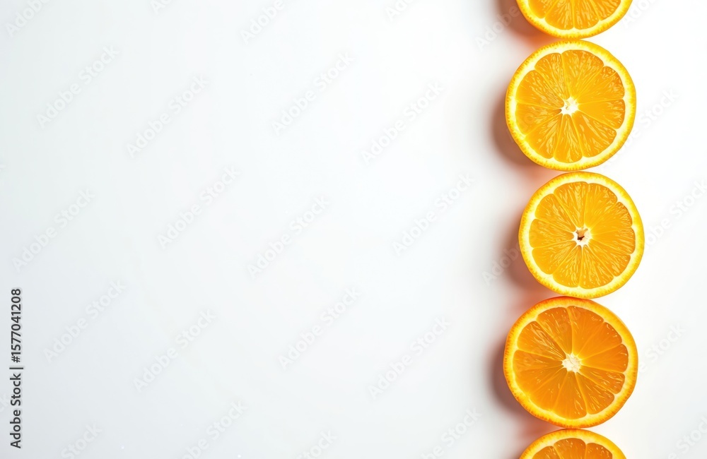 Aufkleber orange slices in symmetrical arrangement on white background. six evenly spaced slices create a colo