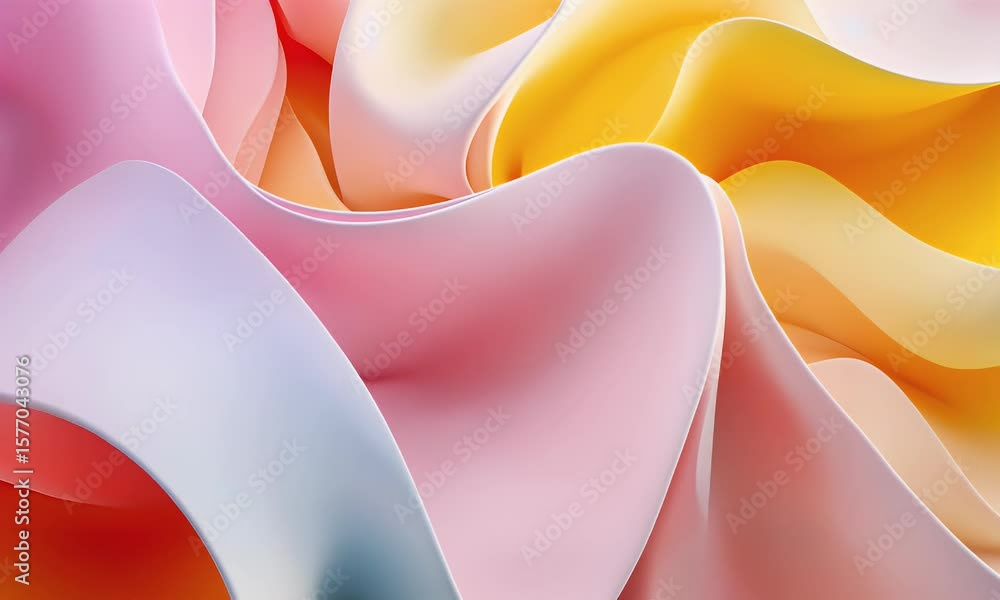 Poster abstract orange and white background with wavy shapes. bright 3d rendering of soft fabrics in motion