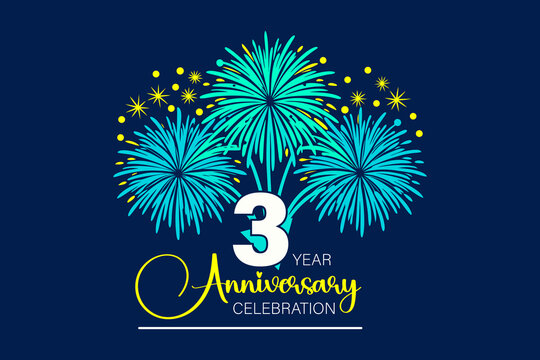 3 years anniversary celebration emblem. congratulations anniversary calligraphy background. Celebrate with new style. 