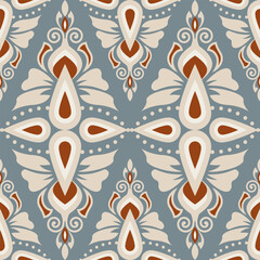 florals fabric pattern Damask style hand drawn and geometric flat design