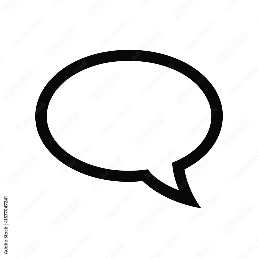 Poster black outlined speech bubble icon on white background simple minimalist vector graphic design elemen