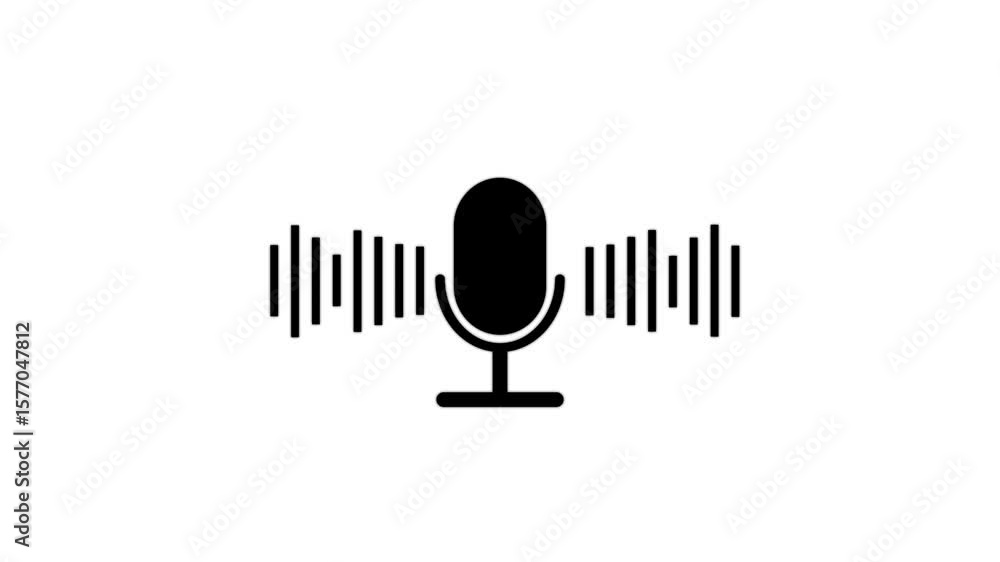 Poster voice recording and podcast mic microphone button icon animation. audio microphone icon animation in