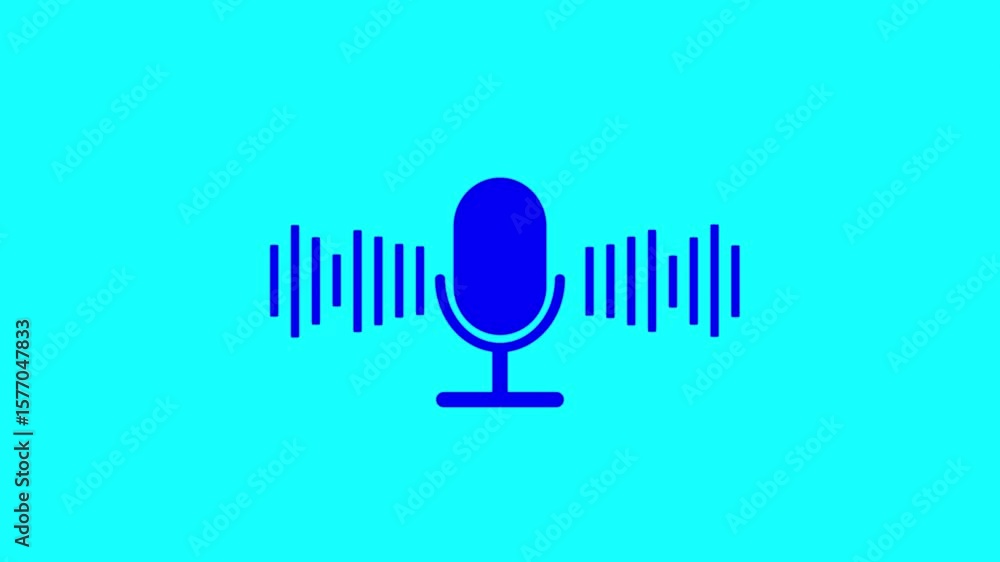 Poster voice recording and podcast mic microphone button icon animation. audio microphone icon animation in