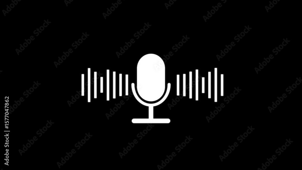 Poster voice recording and podcast mic microphone button icon animation. audio microphone icon animation in