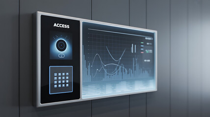 Digital control panel display with technology and business icons