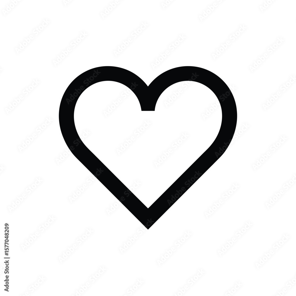 Poster black outlined heart shape symbol on white background simple minimalist graphic design element for l