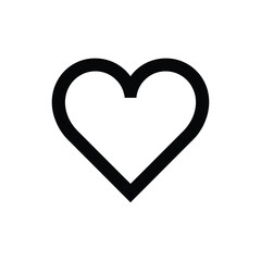 Black outlined heart shape symbol on white background simple minimalist graphic design element for love romance valentines day wedding anniversary or social media