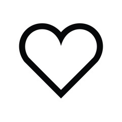 Black Outline Heart Shape Icon White Background Simple Minimalist Graphic Design Element Love Symbol