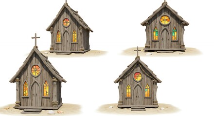 Four small wooden chapels illustration