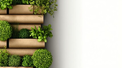 Vertical garden of recycled cardboard tubes