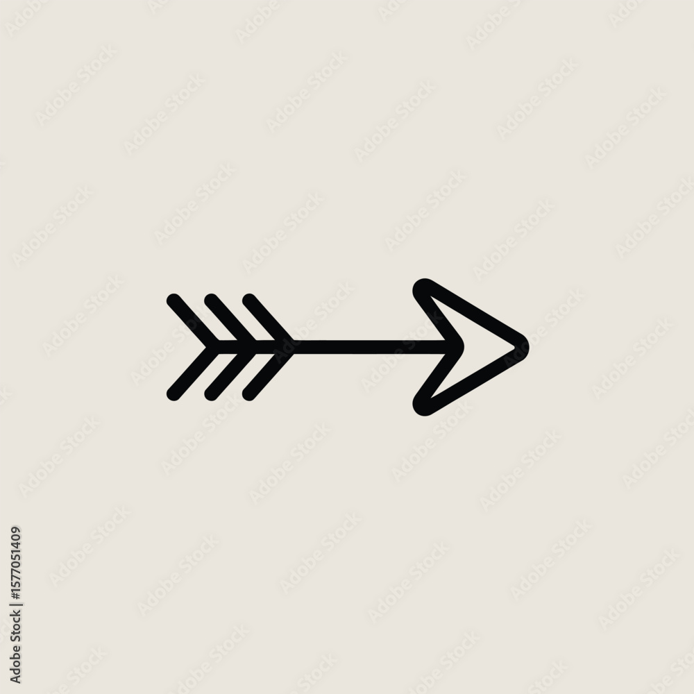 Aufkleber black outlined arrow pointing right minimalist design simple graphic element no fill isolated on lig