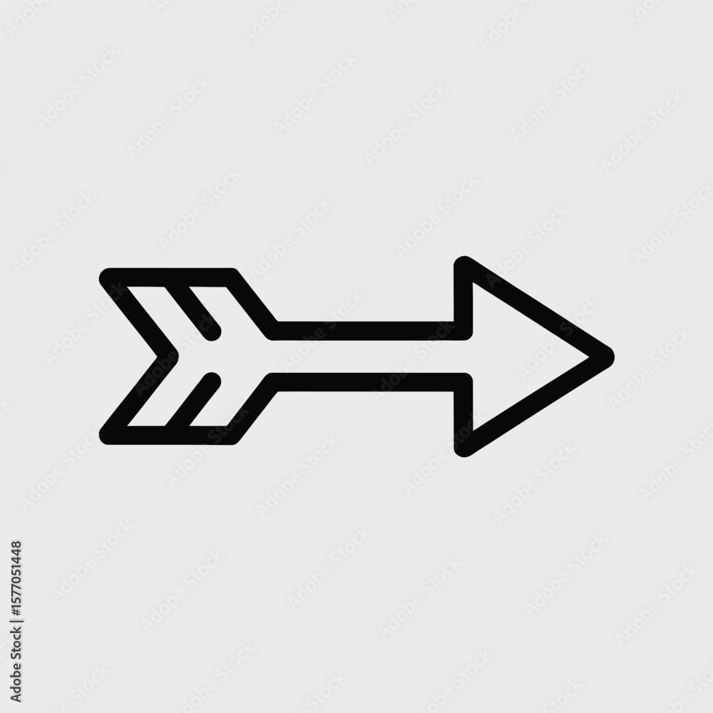 Poster black outlined arrow pointing right double arrowhead no fill simple graphic design element right arr