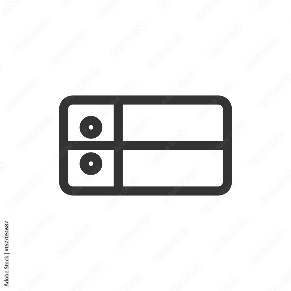 Aufkleber simple graphic of a two-section box with compartments and dots