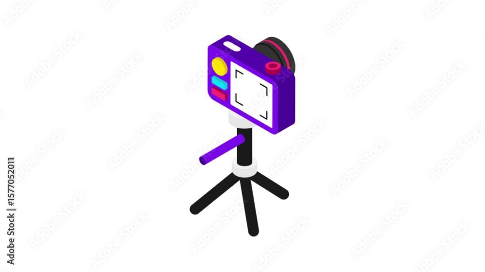 Poster camera tripod icon animation mp4 file