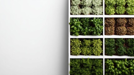 Vertical herb garden, white boxes