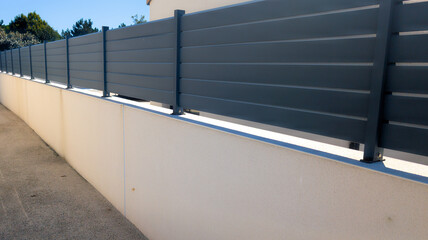 wall grey fence new aluminium protect barrier modern gray color house protect view home garden