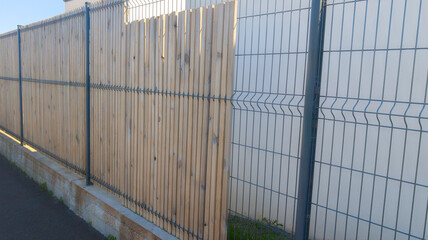 wall fence new modern barrier being assembled of suburb house wooden steel design protection view home