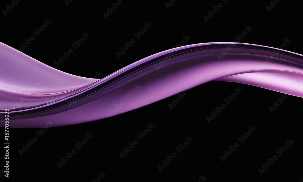 Aufkleber a close-up of the edge and curves of an abstract purple form on a black background, rendered in a fl