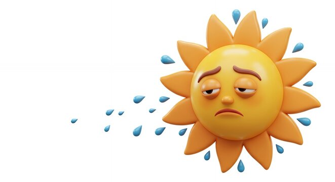 Cartoon sad sun illustration