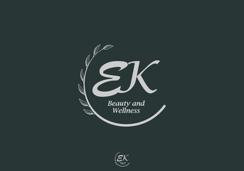EK Monogram with Leaf Emblem for Beauty and Wellness Brand