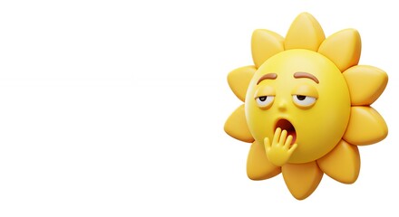 Fototapeta premium Sleepy sun emoji graphic illustration