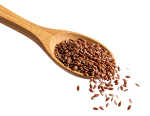  Firefly_A minimalist stylized concept featuring a wooden spoon filled with flax seeds, floati 953003