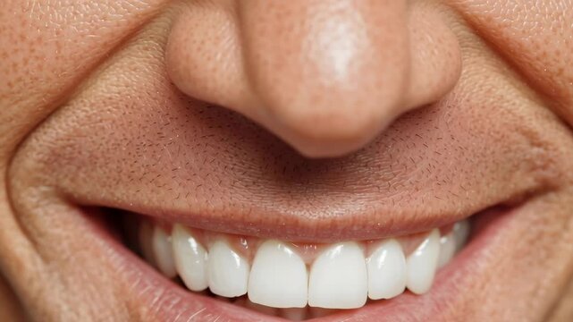 A man with a big smile showing his teeth. The teeth are white and clean. The man's smile is bright and happy