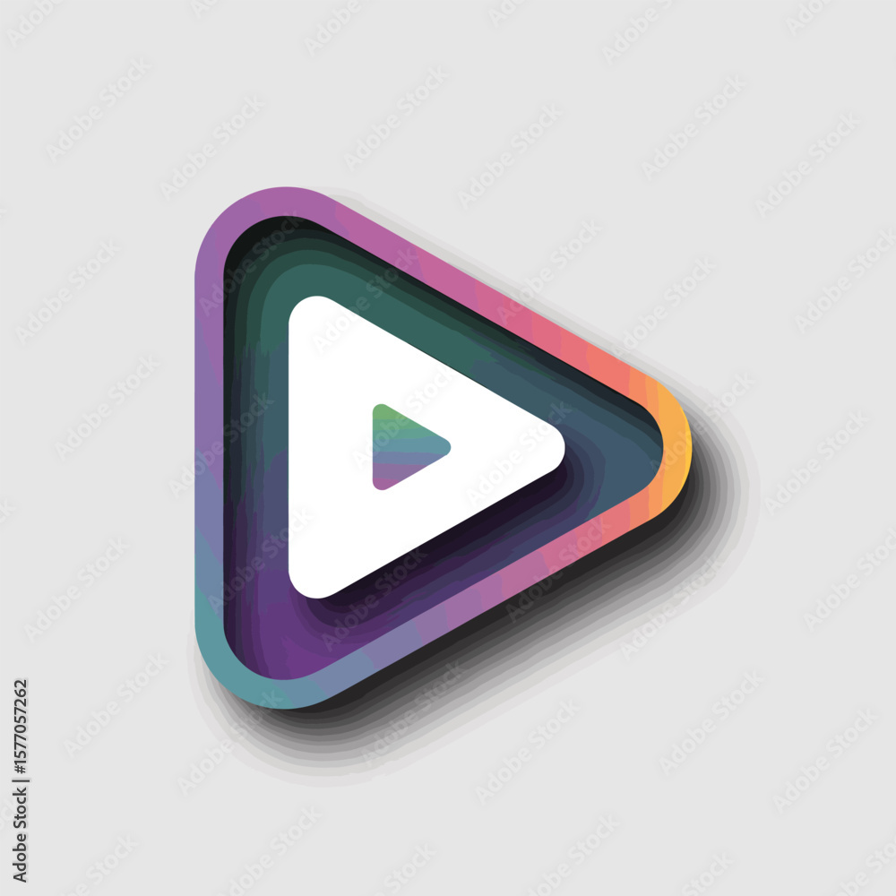 Poster abstract play button vector illustration gradient colors teal purple pink orange white triangle shap