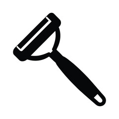 Simple black silhouette of a vegetable peeler isolated on white background